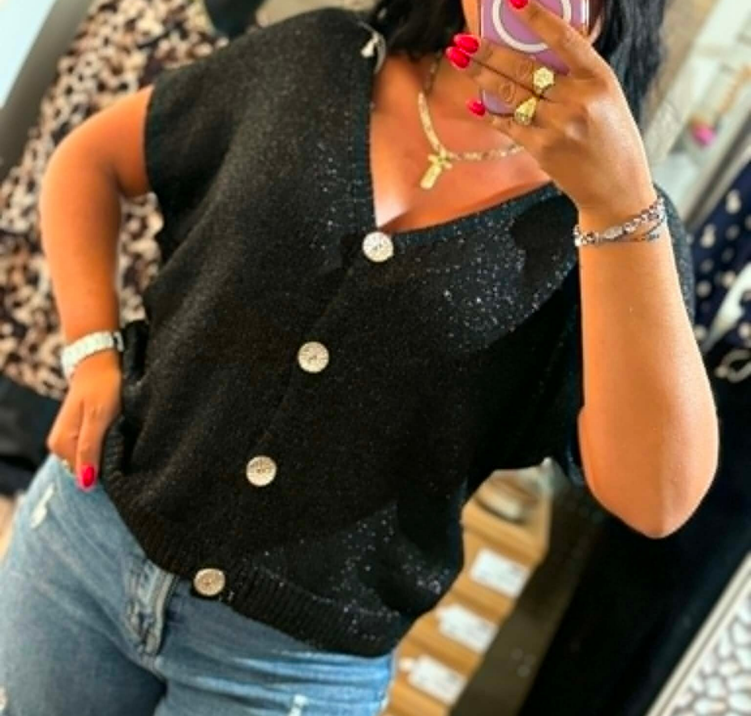 Haut lurex noir