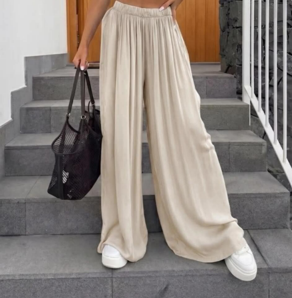 Pantalon large beige