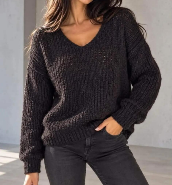 Pull noir col v