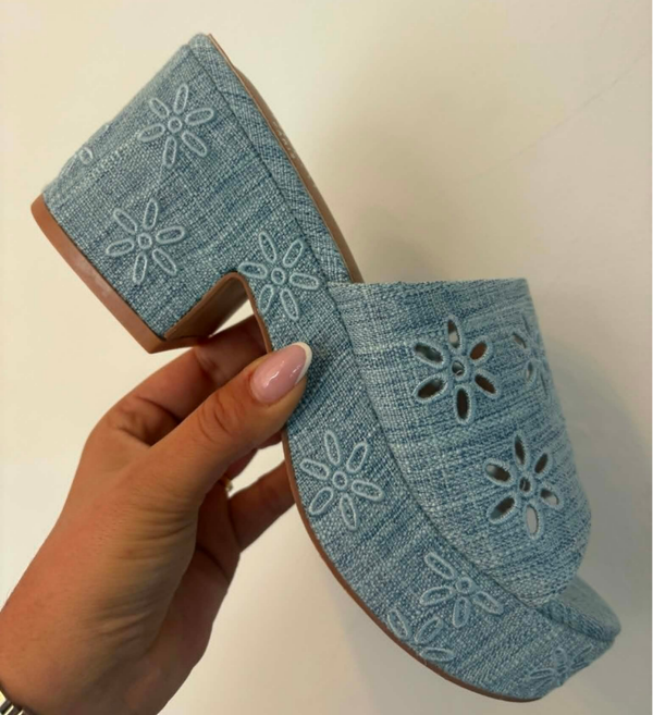 Sandale jeans fleur