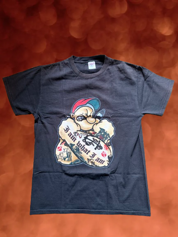 Vintage Popeye 'I Am What I Am' Gangster T-Shirt Size M.
