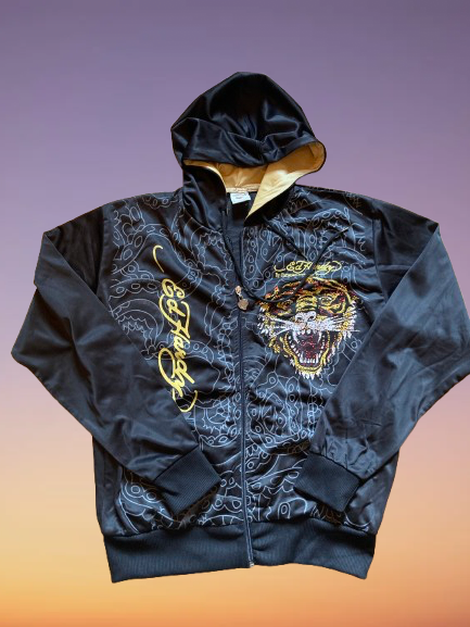 Vintage Ed Hardy 'Christian Audigier' Zip Up Track Hoodie Size L.