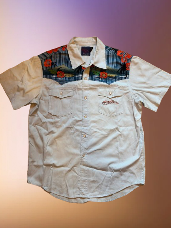 Vintage Mambo Short Sleeve Pearl Snap Shirt Size XL.