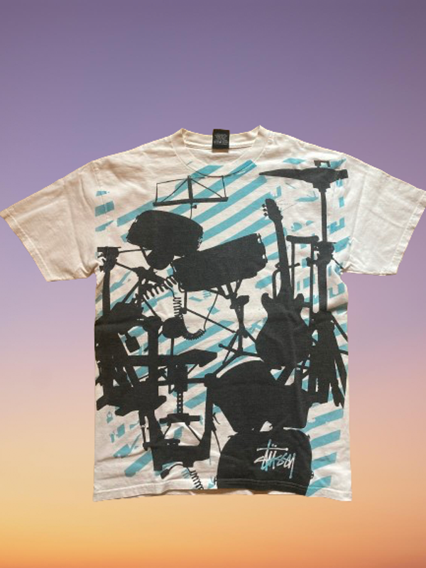Vintage 00's Stussy Band Setup T-Shirt Size M.