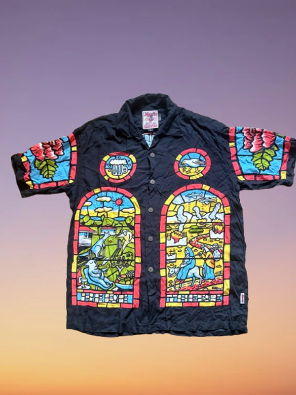 Vintage Mambo Loudshirts 'Bible Comics' Shirt Size L.