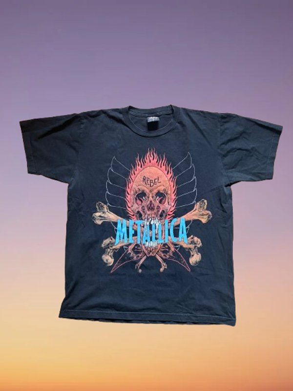 Vintage Metallica Rebel Skull Pushead T-shirt Size L.