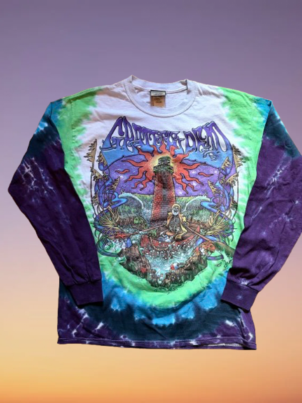 Grateful Dead Tie Dye Vintage '00's Liquid Blue' Long Sleeve Shirt Size M.