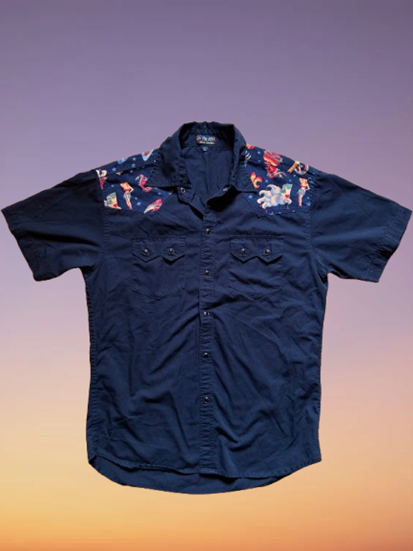 Vintage La Rocka Western/Rockabilly Short Sleeve Shirt Size L.