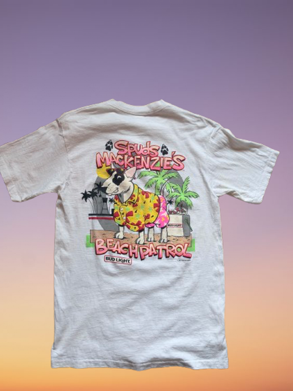 Spuds Mackenzie 'Bud Light' '86 Vintage T-Shirt Size L.