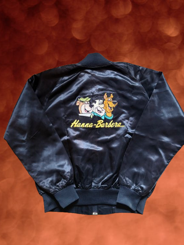 Vintage 80's Hanna Barbera Satin Bomber Jacket Size L.