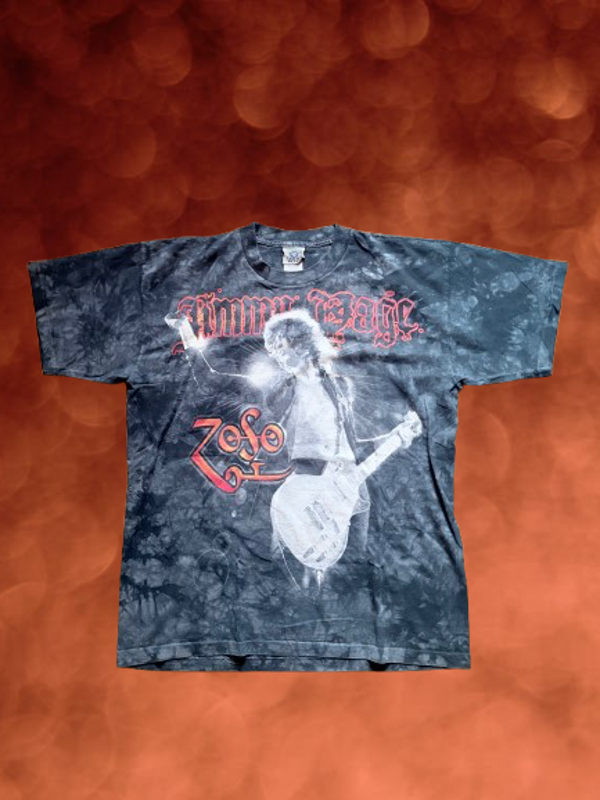 Vintage Jimmy Page Tie Dye 'Liquid Blue' T-Shirt Size L