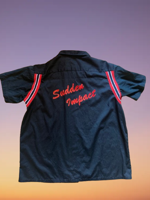 Vintage 70's Hilton Bowling Shirt 'Sudden Impact' Size XL.