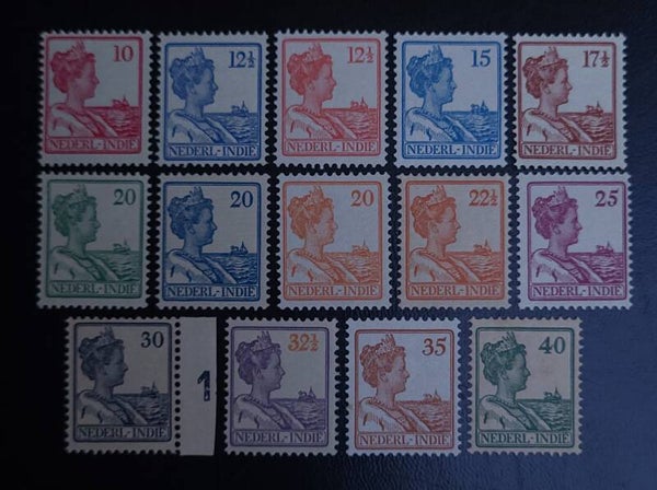 NED. INDIE NVPH 115-128 ONGESTEMPELD