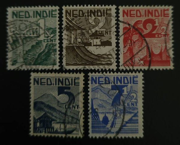 NED. INDIE NVPH 317-321 GESTEMPELD