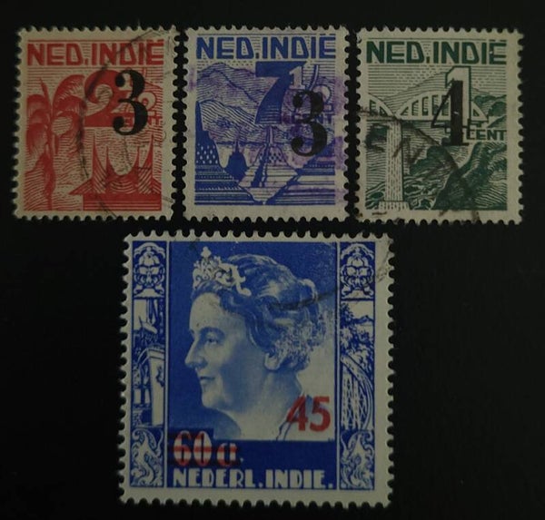 NED. INDIE NVPH 322-325 GESTEMPELD