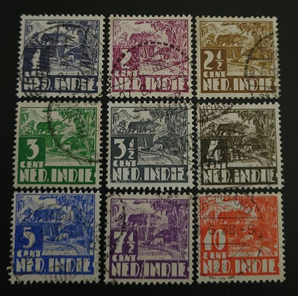 NED. INDIE NVPH 186-194 GESTEMPELD