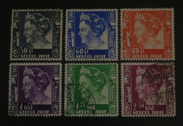 NED. INDIE NVPH 205-210 GESTEMPELD