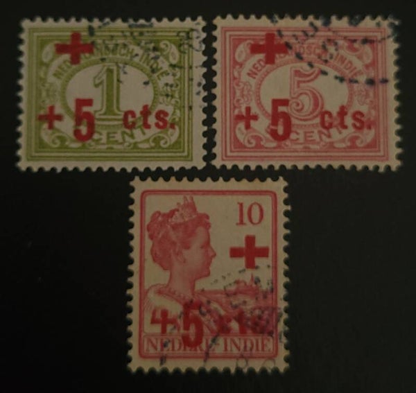 NED. INDIE NVPH 135-137 GESTEMPELD