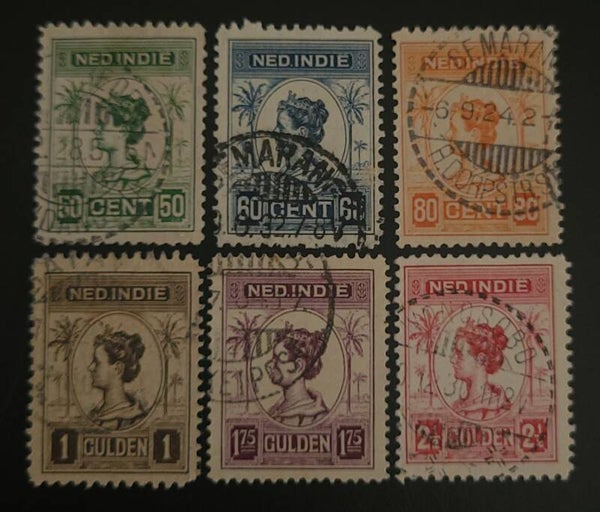NED. INDIE NVPH 129-134 GESTEMPELD