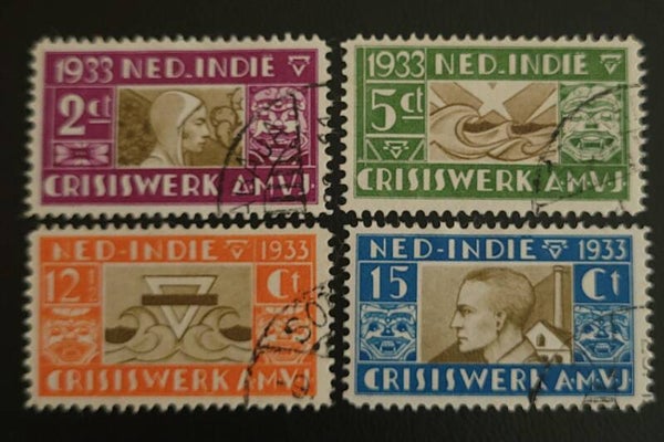 NED. INDIE NVPH 182-185 GESTEMPELD