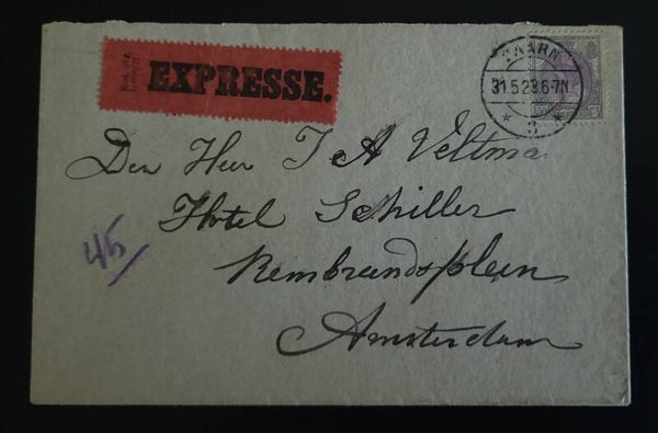 1923 NVPH 75 OP EXPRESSEBRIEF BAARN NAAR AMSTERDAM