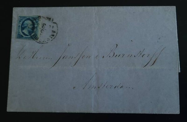 1856 NVPH 1 OP BRIEF AMSTERDAM NAAR AMSTERDAM MET HR AMSTERDAM-B