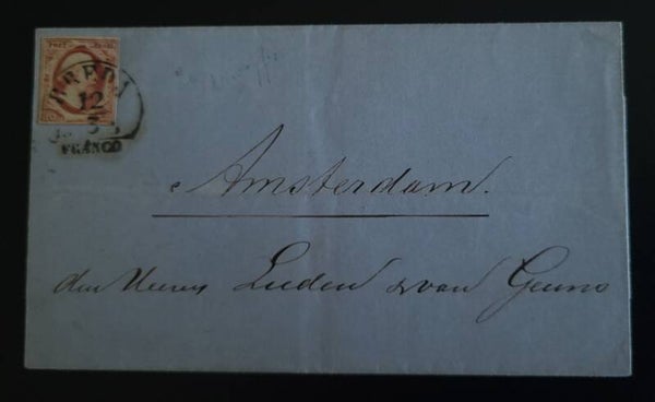 1855 NVPH 2 OP BRIEF BREDA NAAR AMSTERDAM MET HR BREDA-B