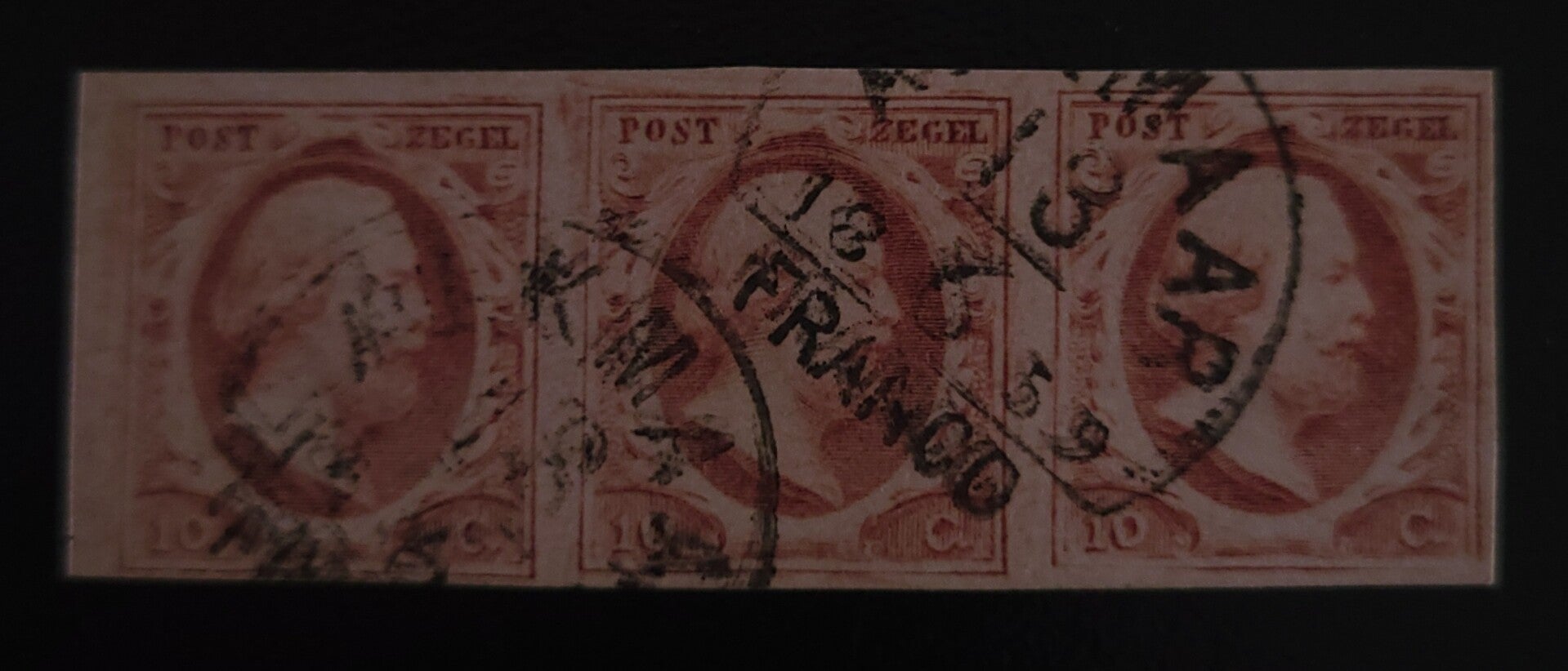 NVPH 2G HALFROND ALKMAAR-C STRIP VAN 3 POSITIE 1-3 + ATTEST