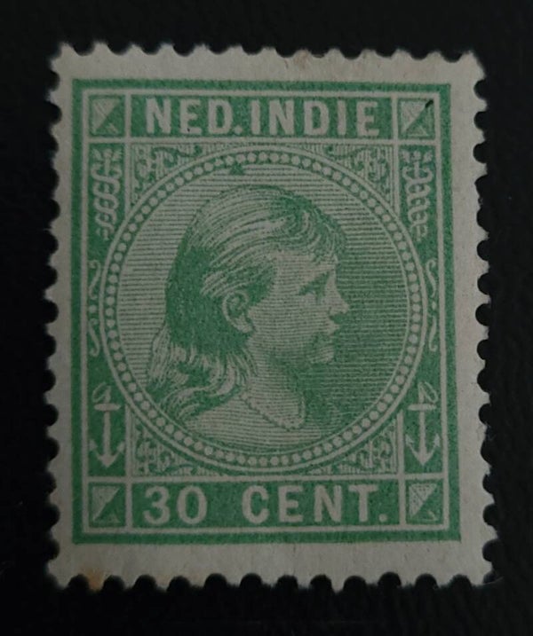 NED. INDIE NVPH 28 ONGESTEMPELD