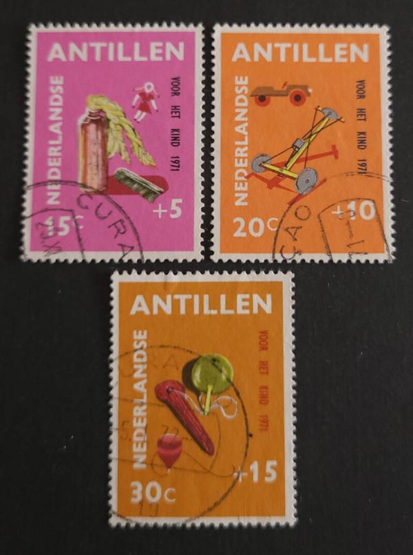NEDERLANDSE ANTILLEN NVPH 442-444 GESTEMPELD