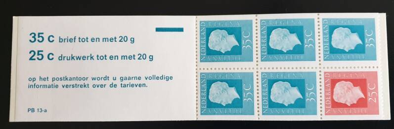 POSTZEGELBOEKJE PB 13 POSTFRIS MET TELBLOK