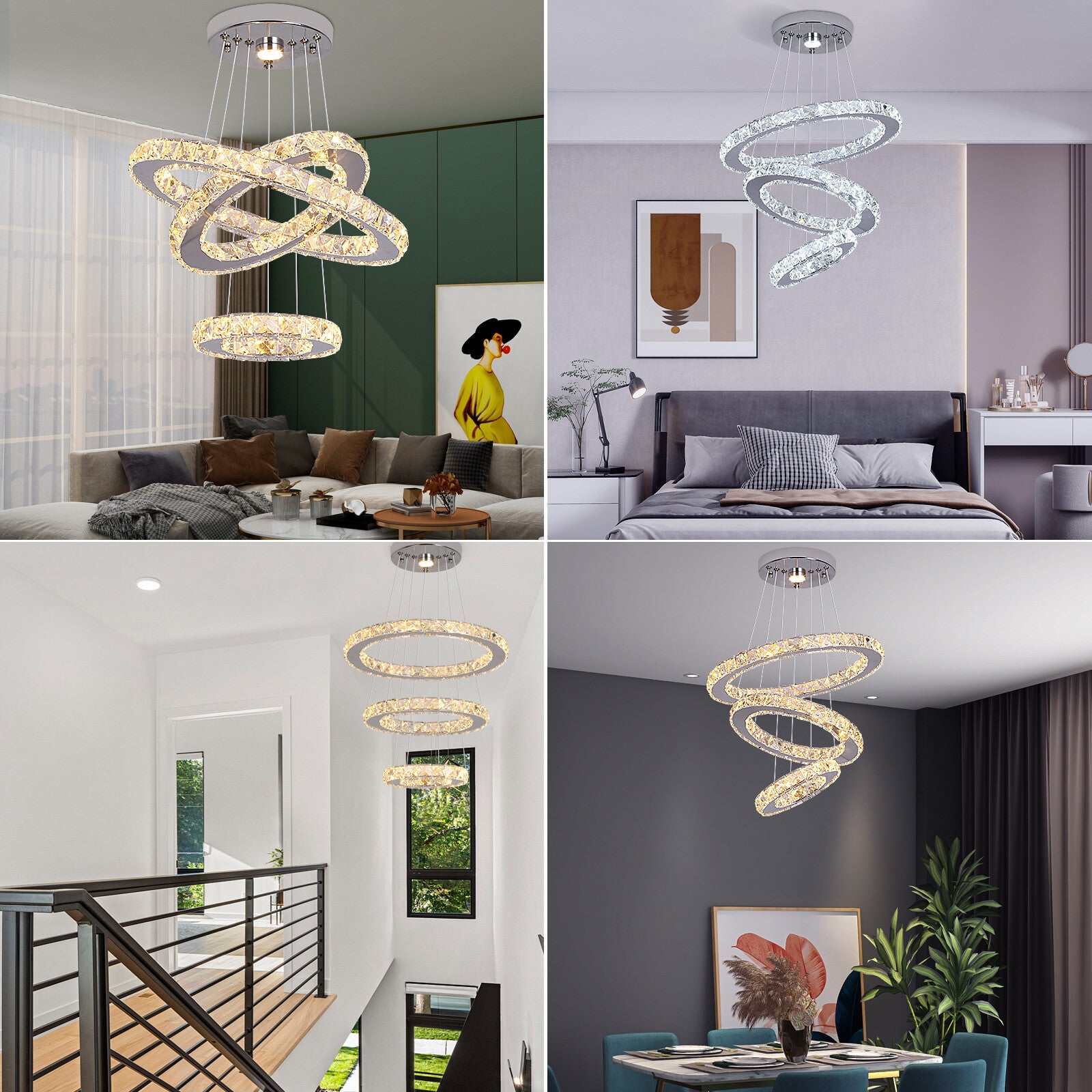 Large Crystal Led Pendant Chandelier Lights