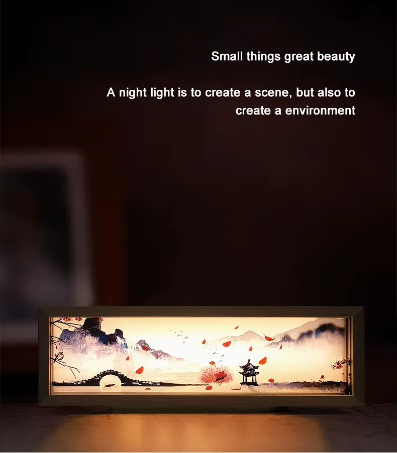 National Style Landscape Wooden LED Night Light