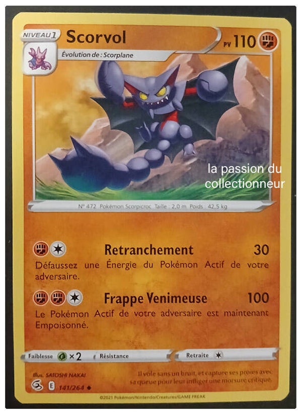 Carte pokémon peu commune classique de Scorvol 141/264