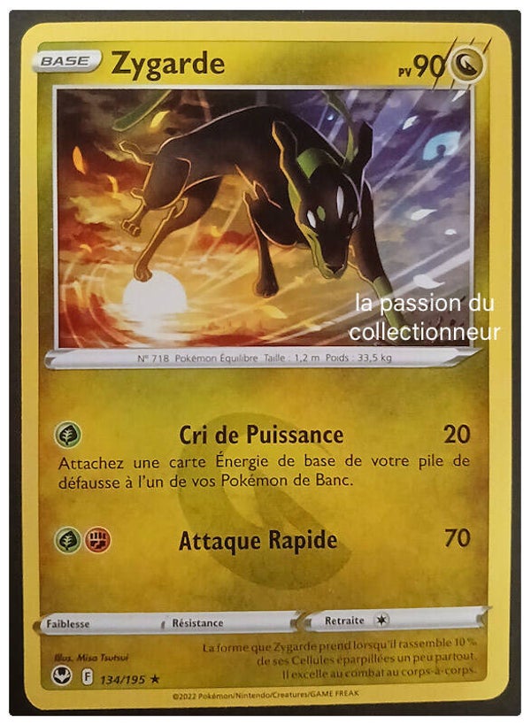 Carte pokémon rare de Zygarde 134/195