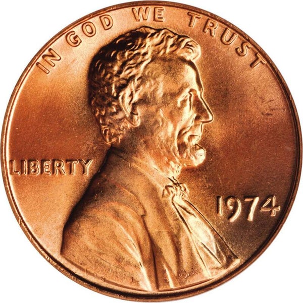 One cent d'Amérique année 1974