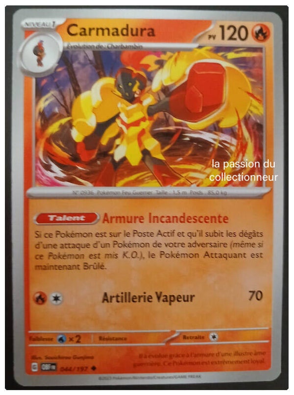 Carte pokémon peu commune classique de Carmadura 044/193