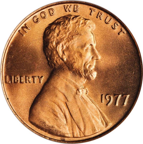 One cent d'Amérique année 1977