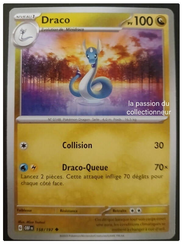 Carte pokémon peu commune classique de Draco 158/197