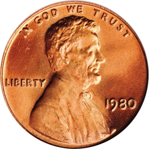One cent d'Amérique année 1980