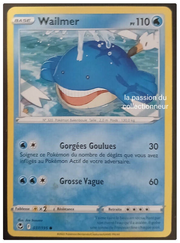 Carte pokémon commune classique de Wailmer 037/195