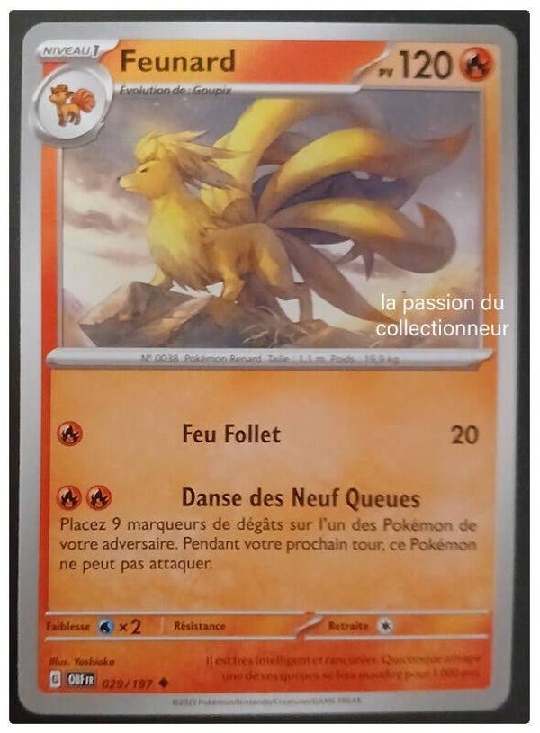 Carte pokémon peu commune classique de Feunard 029/197