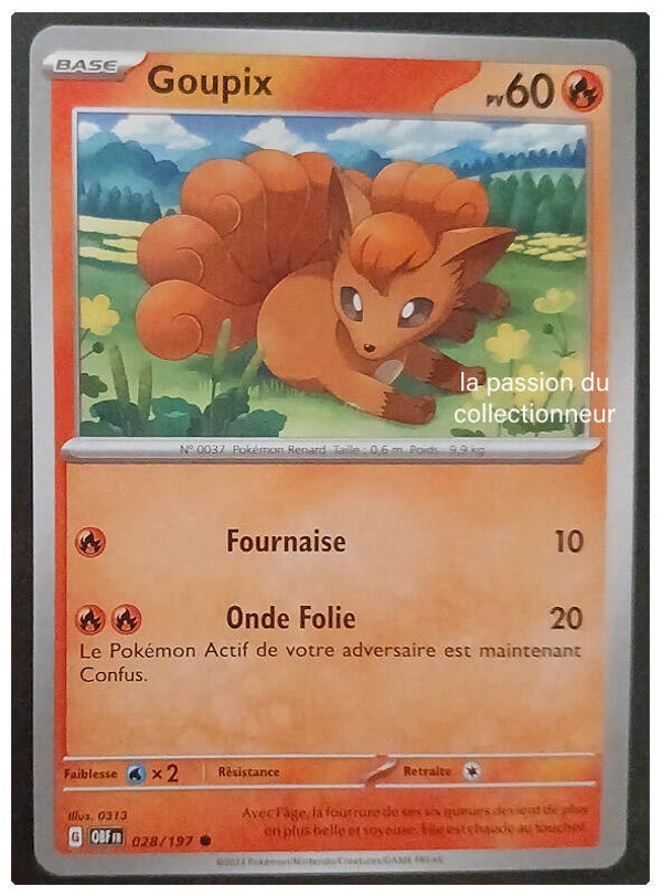 Carte pokémon commune classique de Goupix 028/197