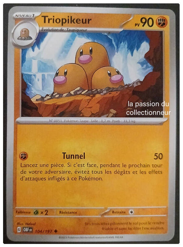 Carte pokémon peu commune classique de Triopikeur 104/197
