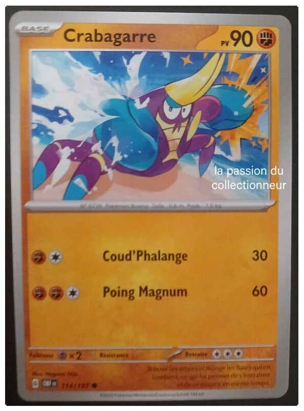 Carte pokémon commune classique de Crabagarre 114/197