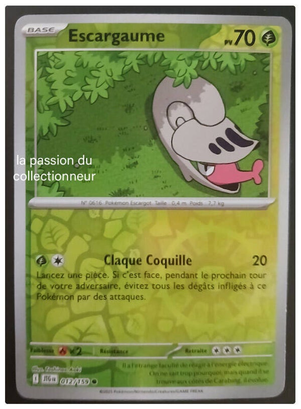 Carte pokémon de Escargaume 012/159