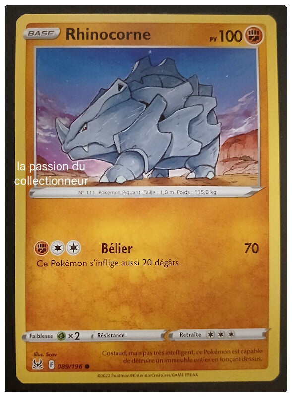 Carte pokémon de Rhinocorne 089/196
