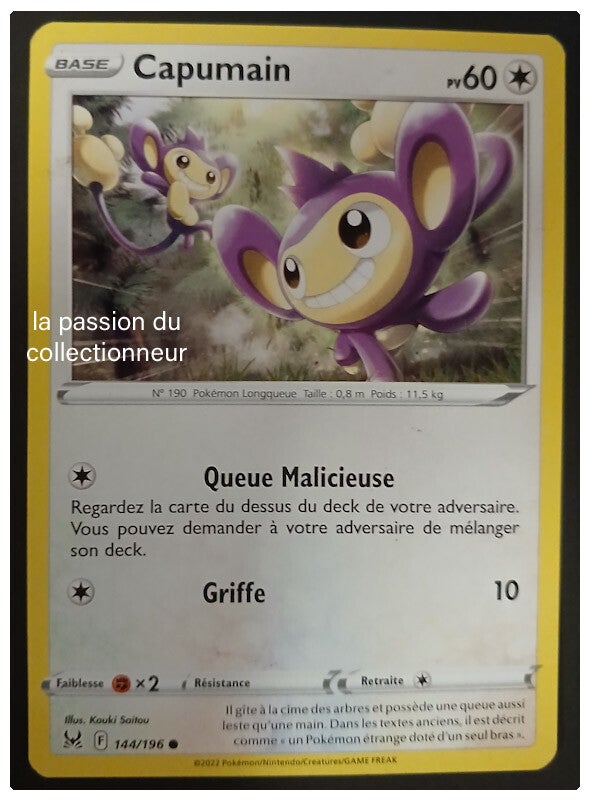 Carte pokémon de Capumain 144/196