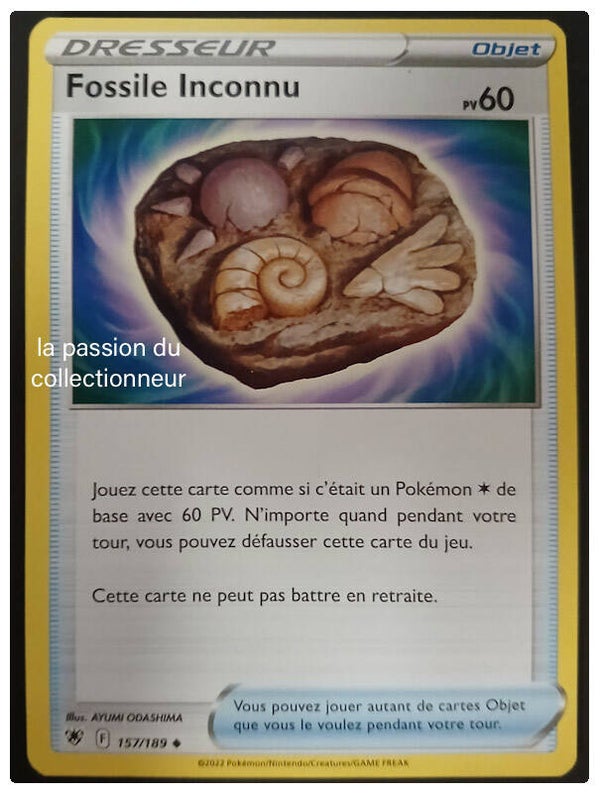 Carte pokémon du Fossile Inconnu 157/189