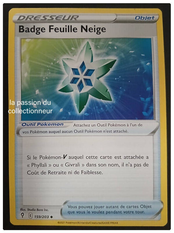 Carte pokémon du Badge Feuille Neige 159/203